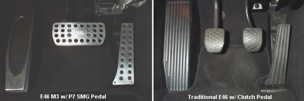 P7 brake pedal compared to traditional E46 clutch pedal setup