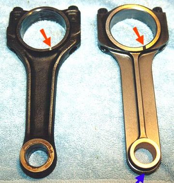 A Pauter S14 connecting rod vs. a BMW factory rod