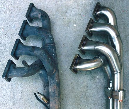 A comparison of the primary pipes on the stock header vs. the Gp A unit