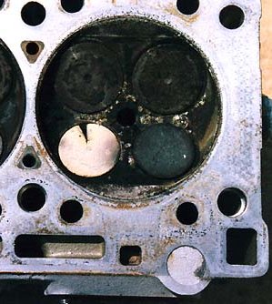 Close-up of the burnt valve