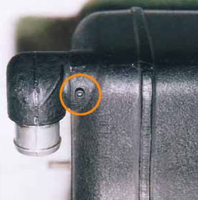 Set screw used to keep the forward vacuum fitting in place