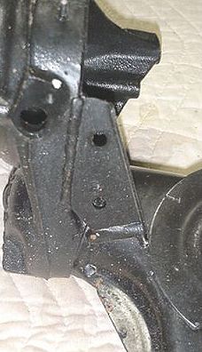Close-up of the M-Coupe rear trailing arm with 'camber-gusset' 